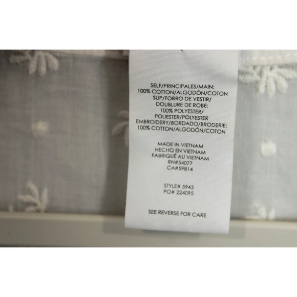 Cabi Sheer Midsummer Dress Eyelet Embroidered Floral Button Front Women 8 Cream - Picture 11 of 13